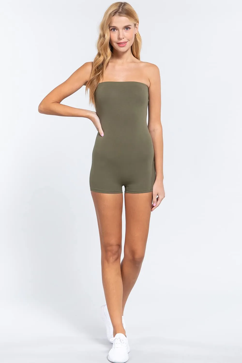 Women's Sexy Strapless Tube Bodycon Romper One Piece Jumpsuit
