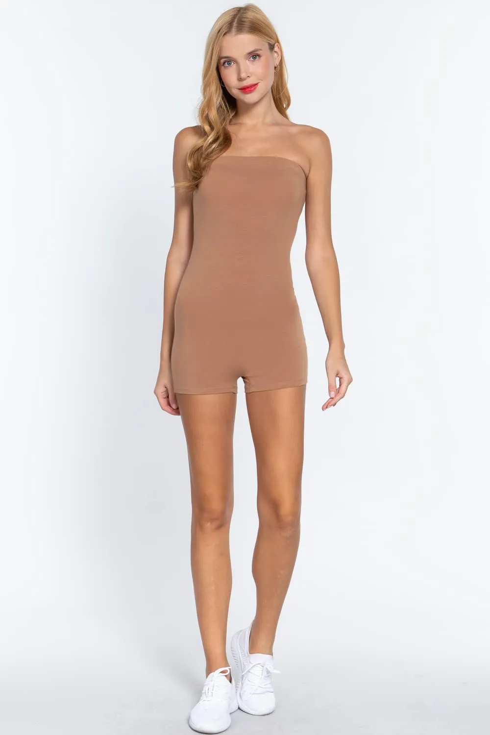 Women's Sexy Strapless Tube Bodycon Romper One Piece Jumpsuit