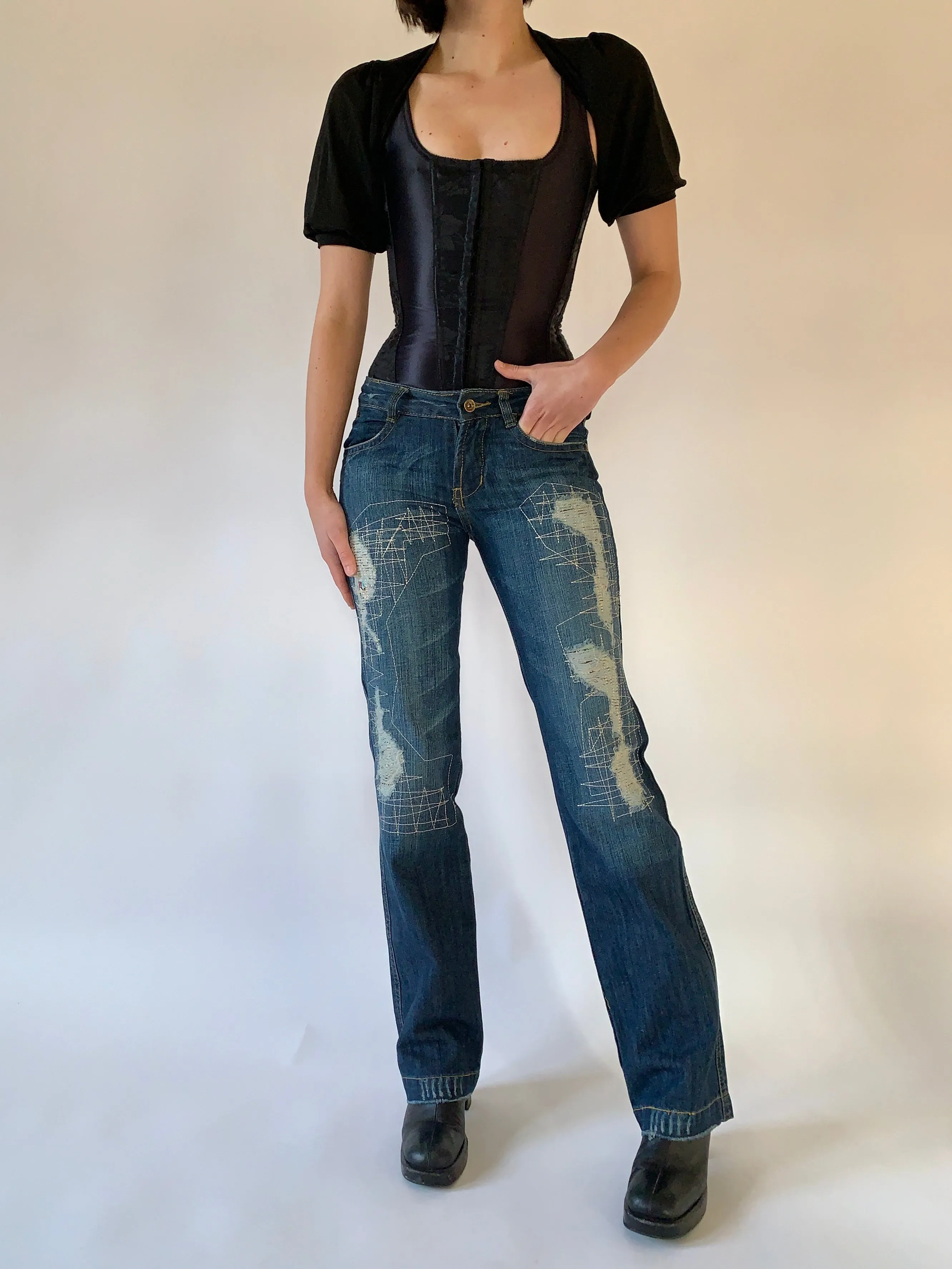 Y2K Distressed Jeans - XS