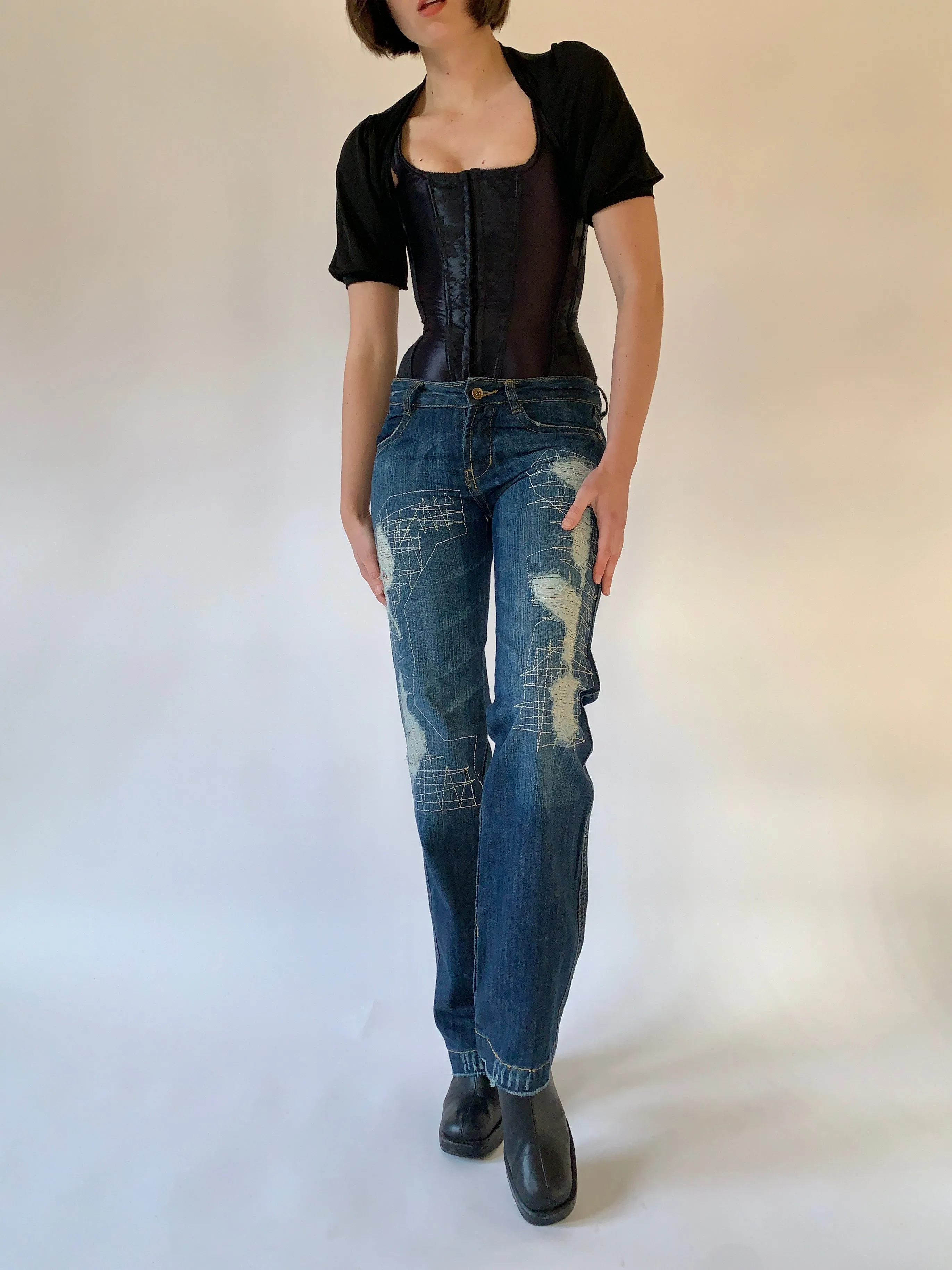 Y2K Distressed Jeans - XS